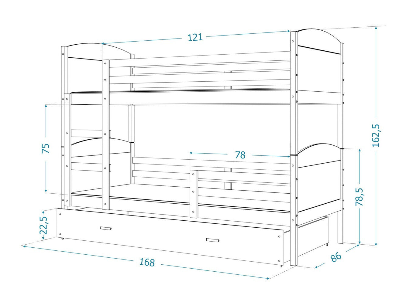 Køjeseng Aurora 101 (Fyrretræ)