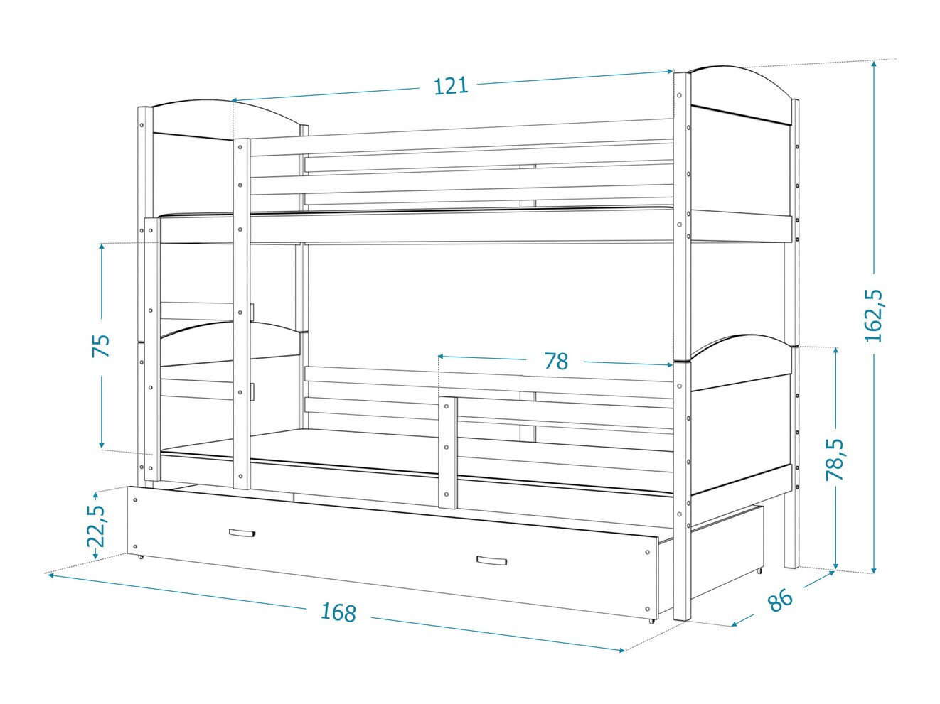 Køjeseng Aurora 101 (Fyrretræ)