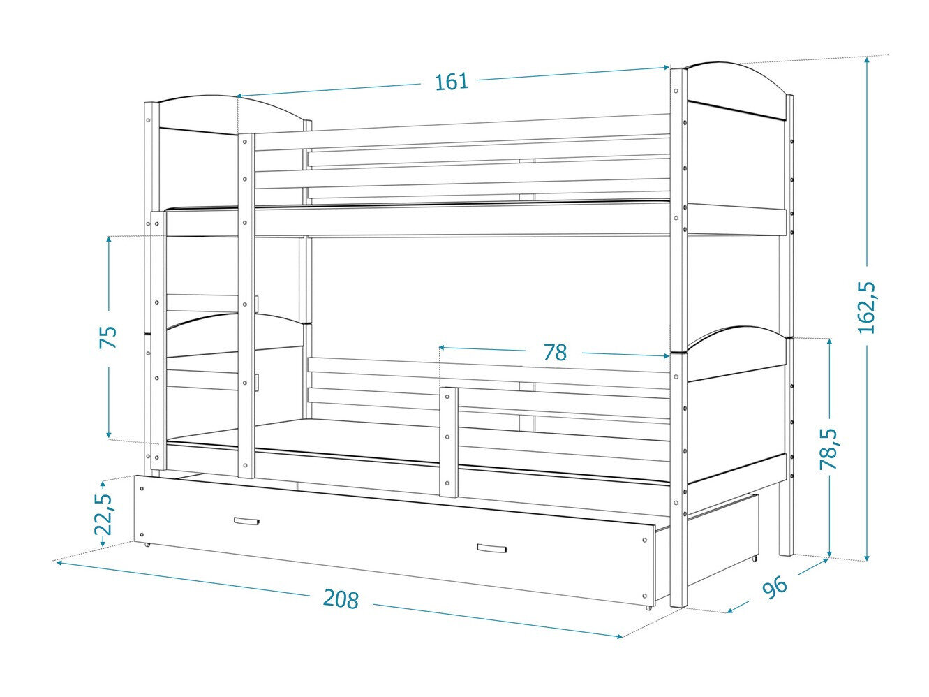 Køjeseng Aurora 103 (Hvid)