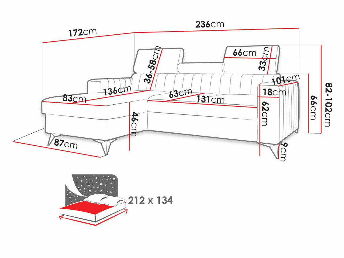 Hjørnesofa Columbus 170 (Mono 232)