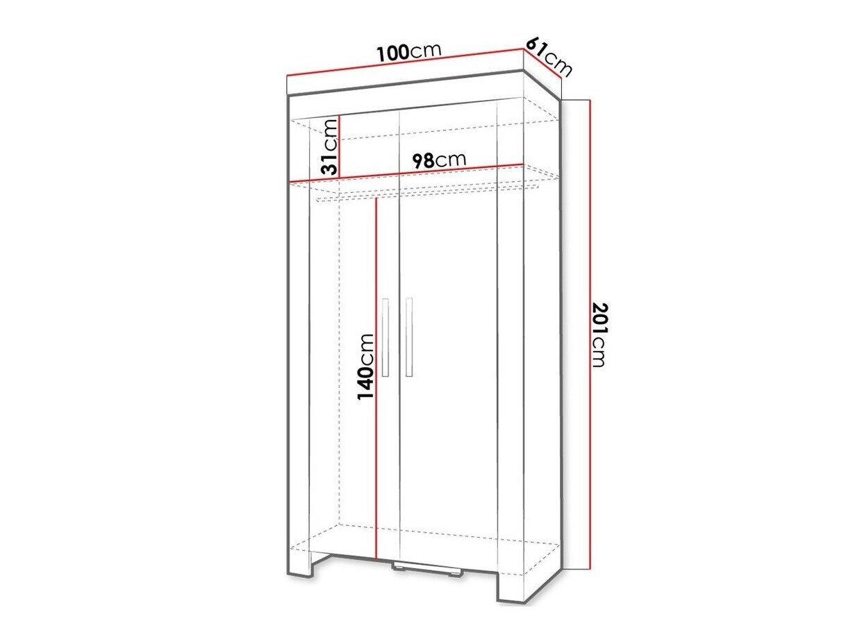 Garderobeskab Melfeli 100 (Sonoma eg)