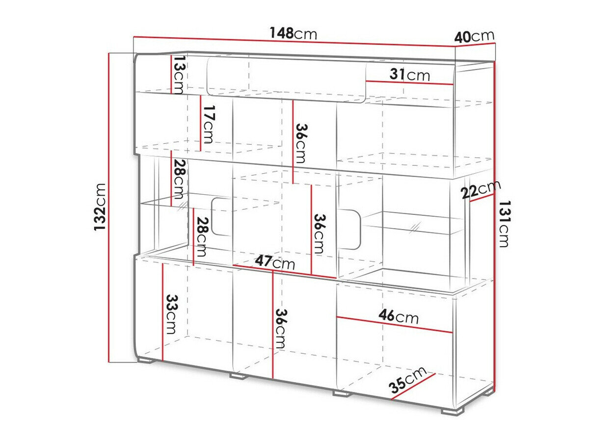 Skænk Torsone 100 (Hvid + Glansfuld hvid)