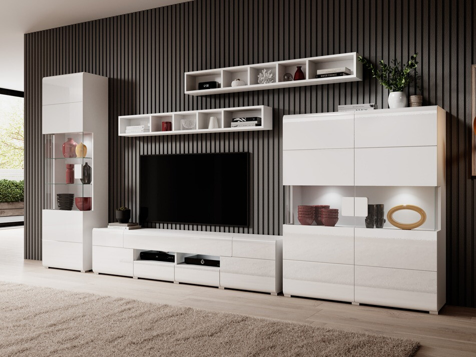 TV-bord Torsone 113 (Hvid + Glansfuld hvid)