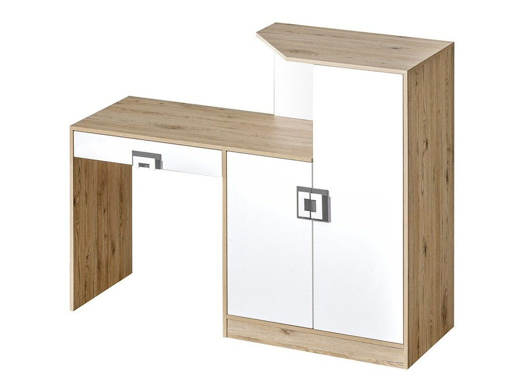 Skrivebord Balvire 111 (Lys eg + Hvid + Grå)
