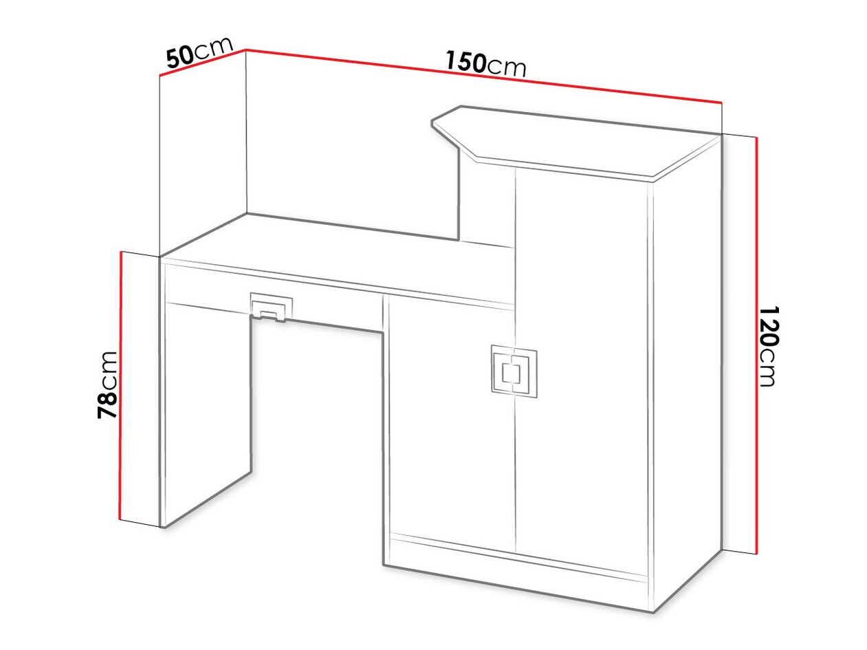 Skrivebord Balvire 111 (Lys eg + Hvid + Grå)