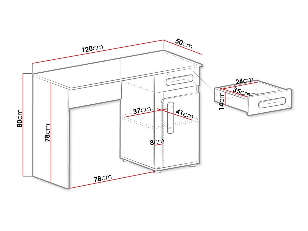 Skrivebord Levtala 109 (Antracit + Hvid + Lyserød)