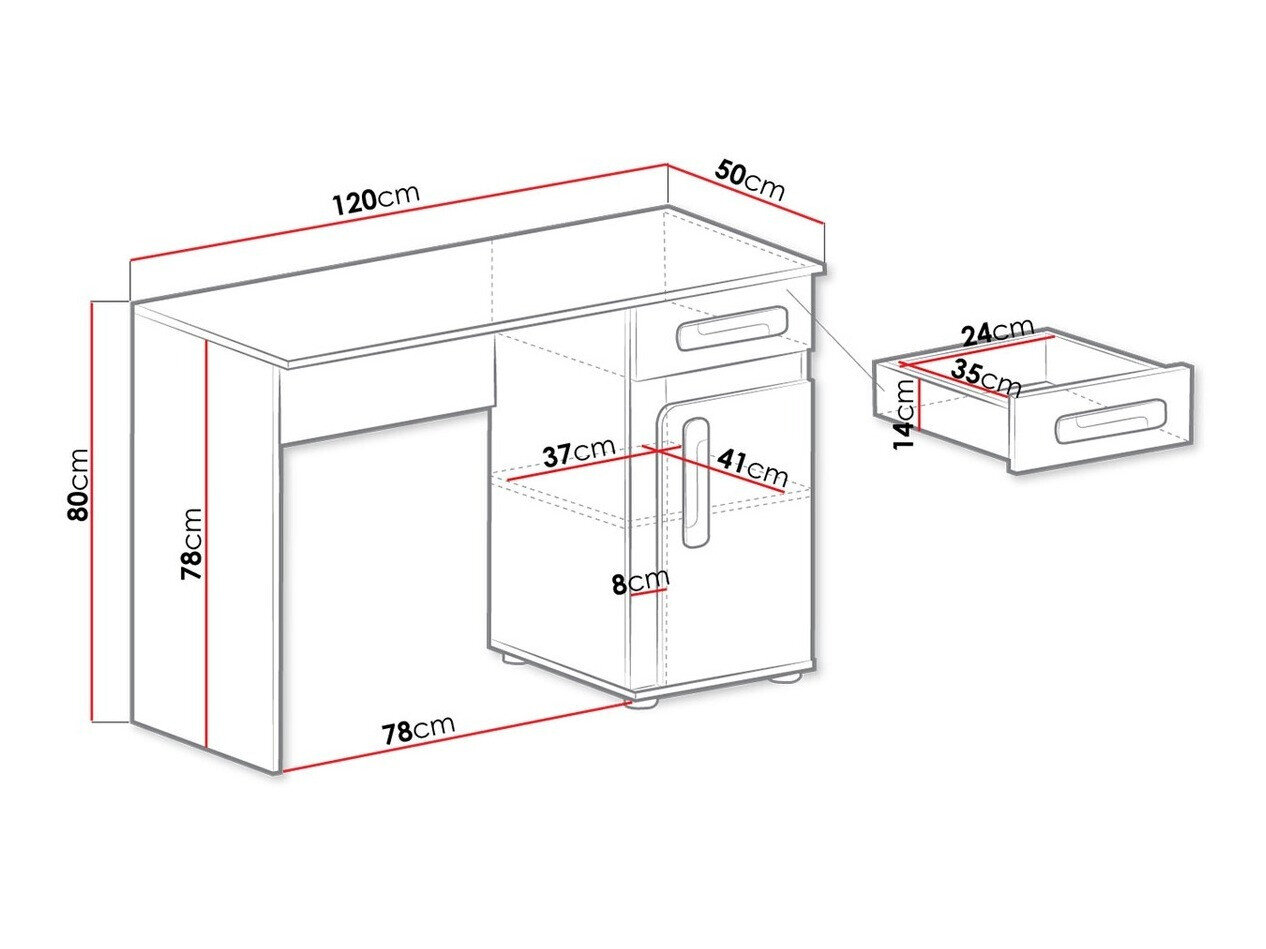 Skrivebord Levtala 109 (Antracit + Hvid + Turkis)