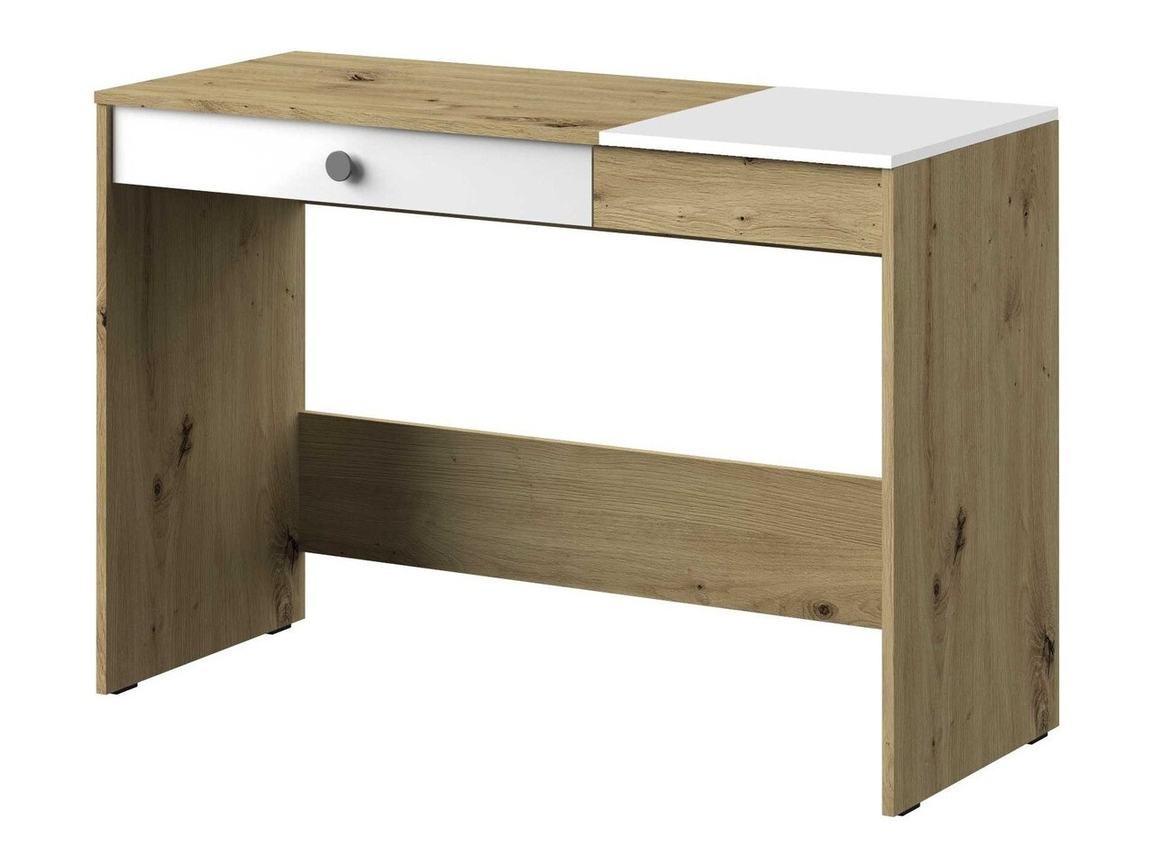 Skrivebord Mirelbu 109 (Artisan eg + Glansfuld hvid + Grå)