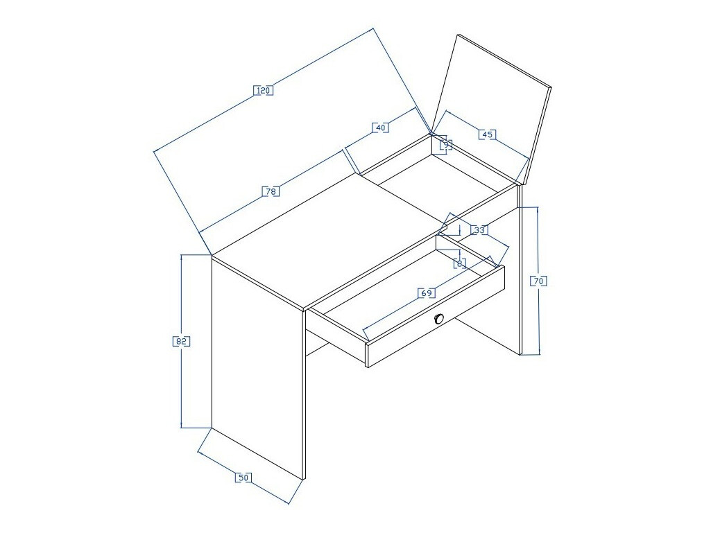 Skrivebord Mirelbu 109 (Artisan eg + Glansfuld hvid + Grå)