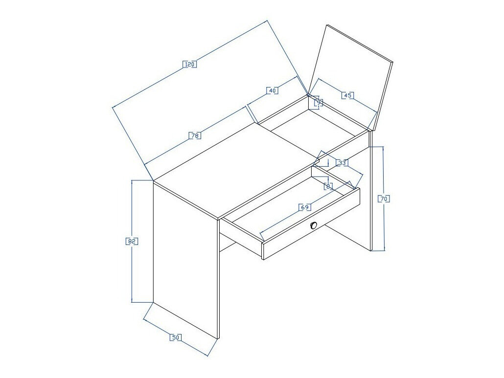 Skrivebord Mirelbu 109 (Artisan eg + Glansfuld hvid + Sort)