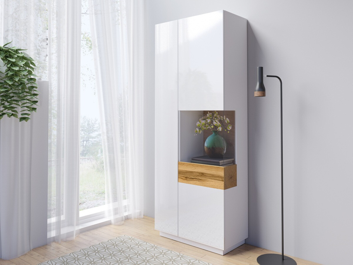 Reol Livlore 100 (Hvid + Glansfuld hvid + Wotan eg)