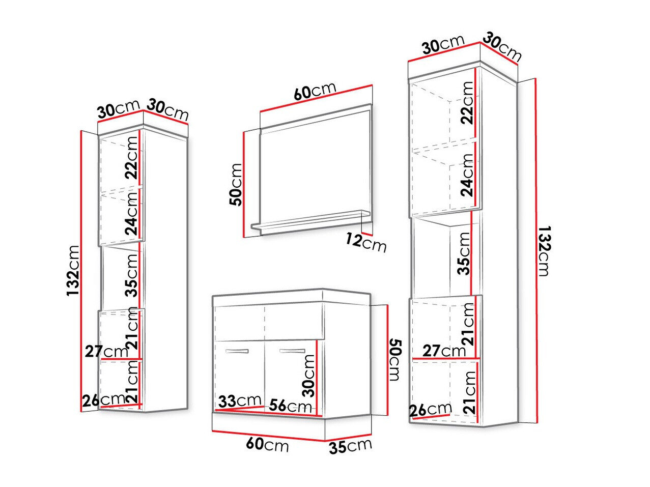 Badeværelsessæt Sarasota 123 (Wotan eg)