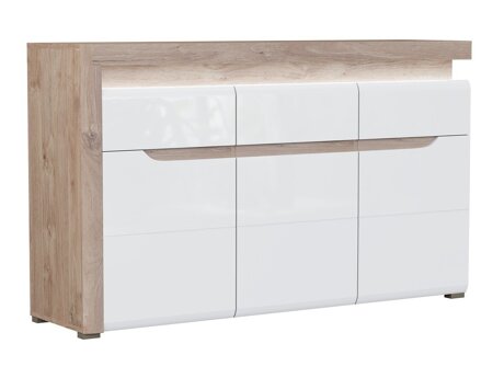 Kommode Revelmi 103 (Egetræ + Glansfuld hvid)