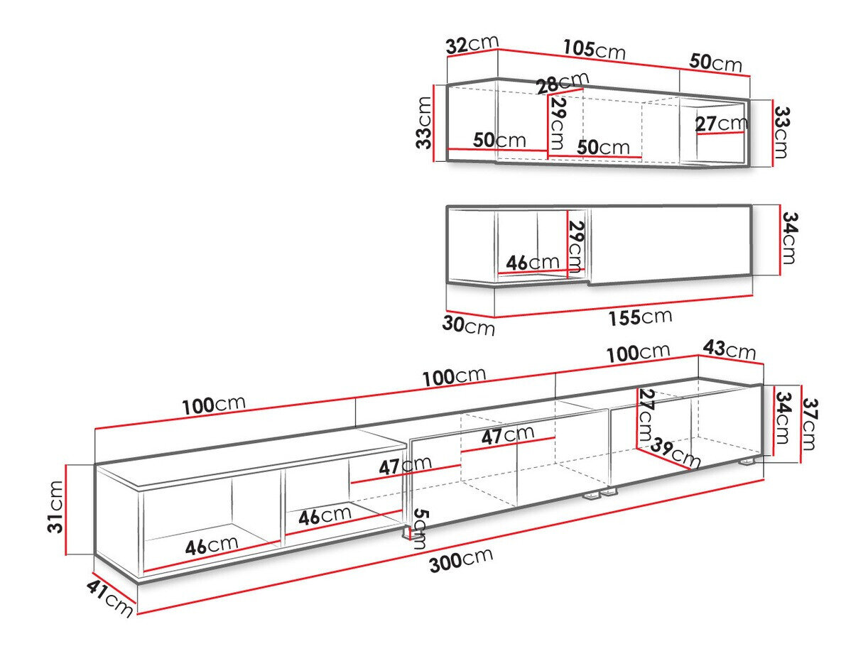 Stuemøbelsæt Tivdalu 145 (Hvid + Glansfuld hvid + Gylden eg)