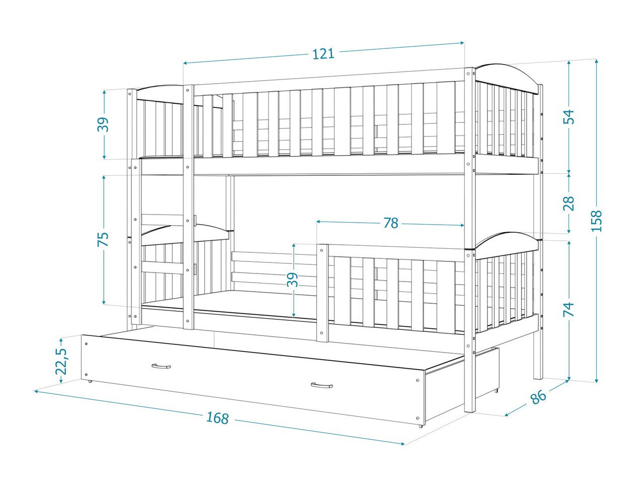 Køjeseng Aurora 104 (Hvid)