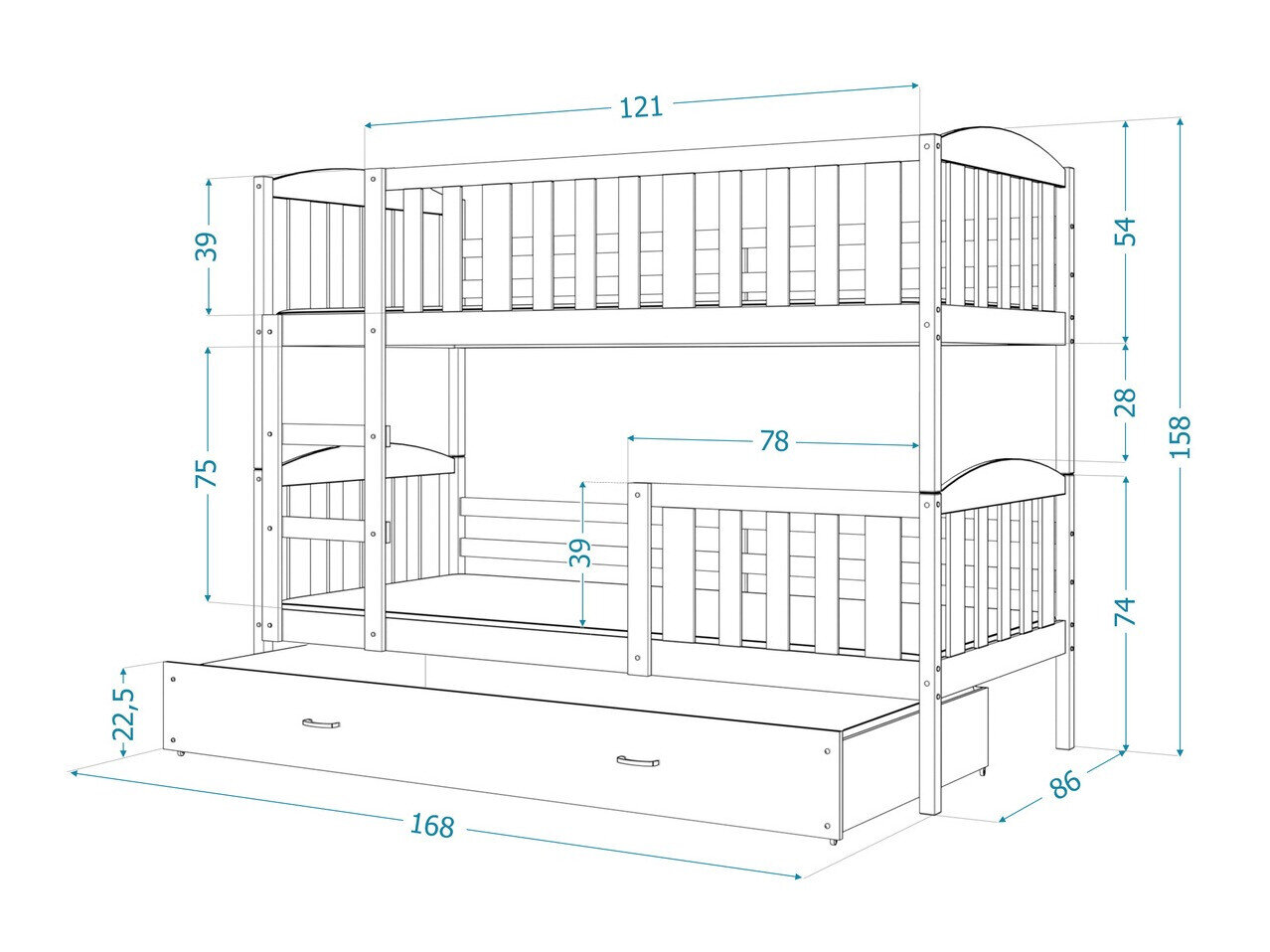 Køjeseng Aurora 104 (Hvid)
