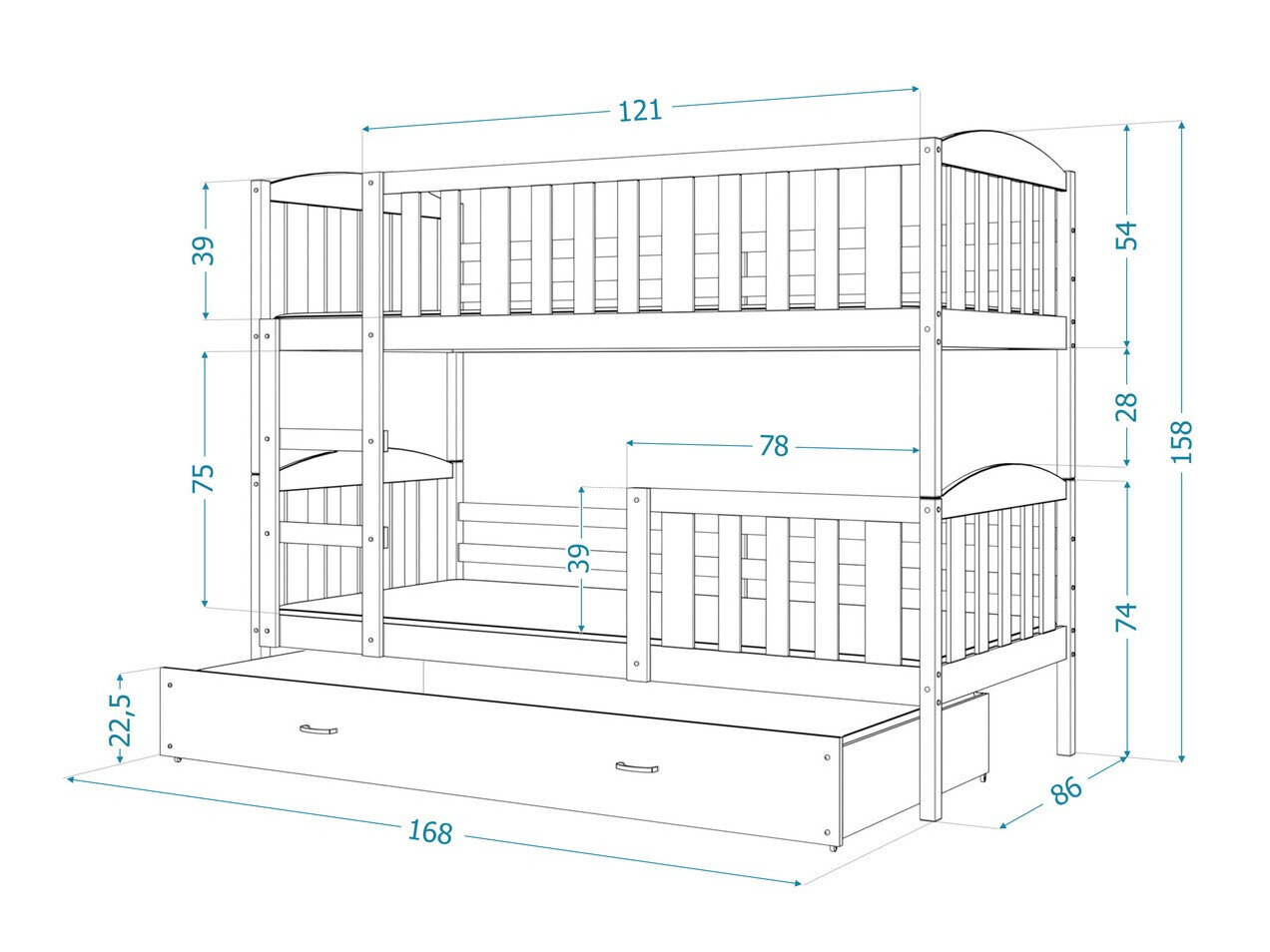 Køjeseng Aurora 104 (Hvid)