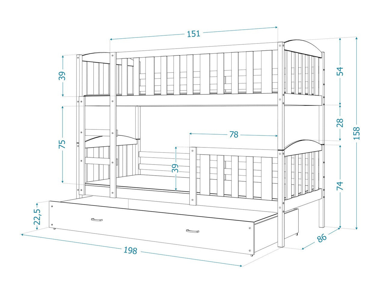 Køjeseng Aurora 105 (Grå)