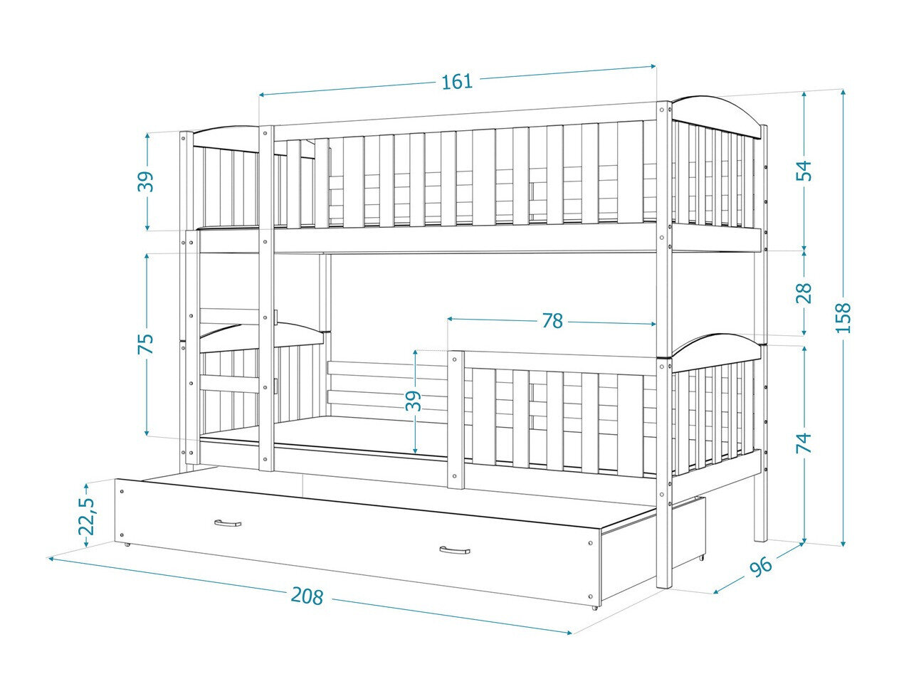 Køjeseng Aurora 107 (Hvid)