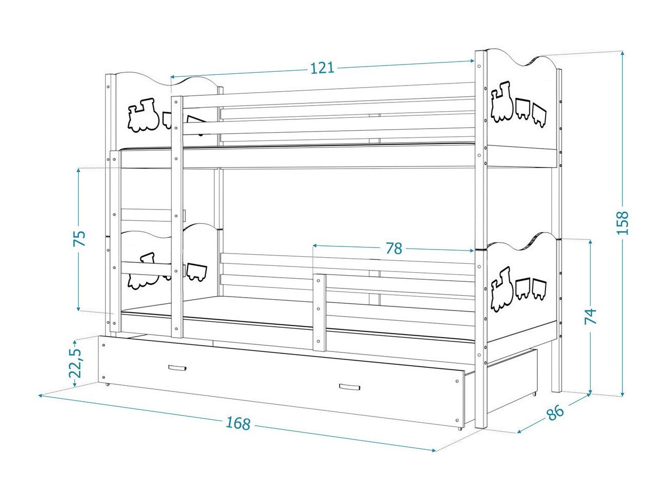 Køjeseng Aurora 110 (Fyrretræ)