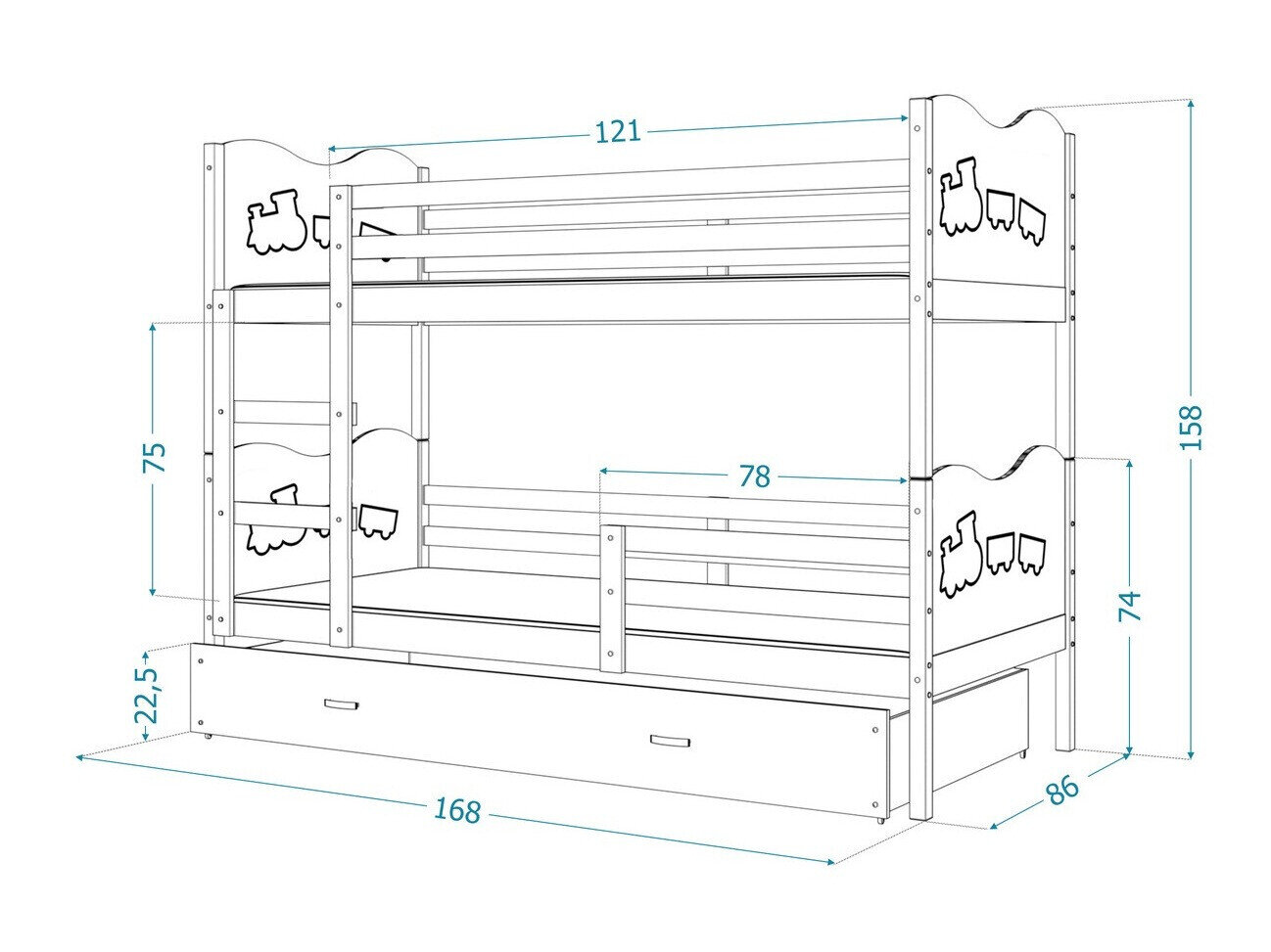 Køjeseng Aurora 110 (Fyrretræ)