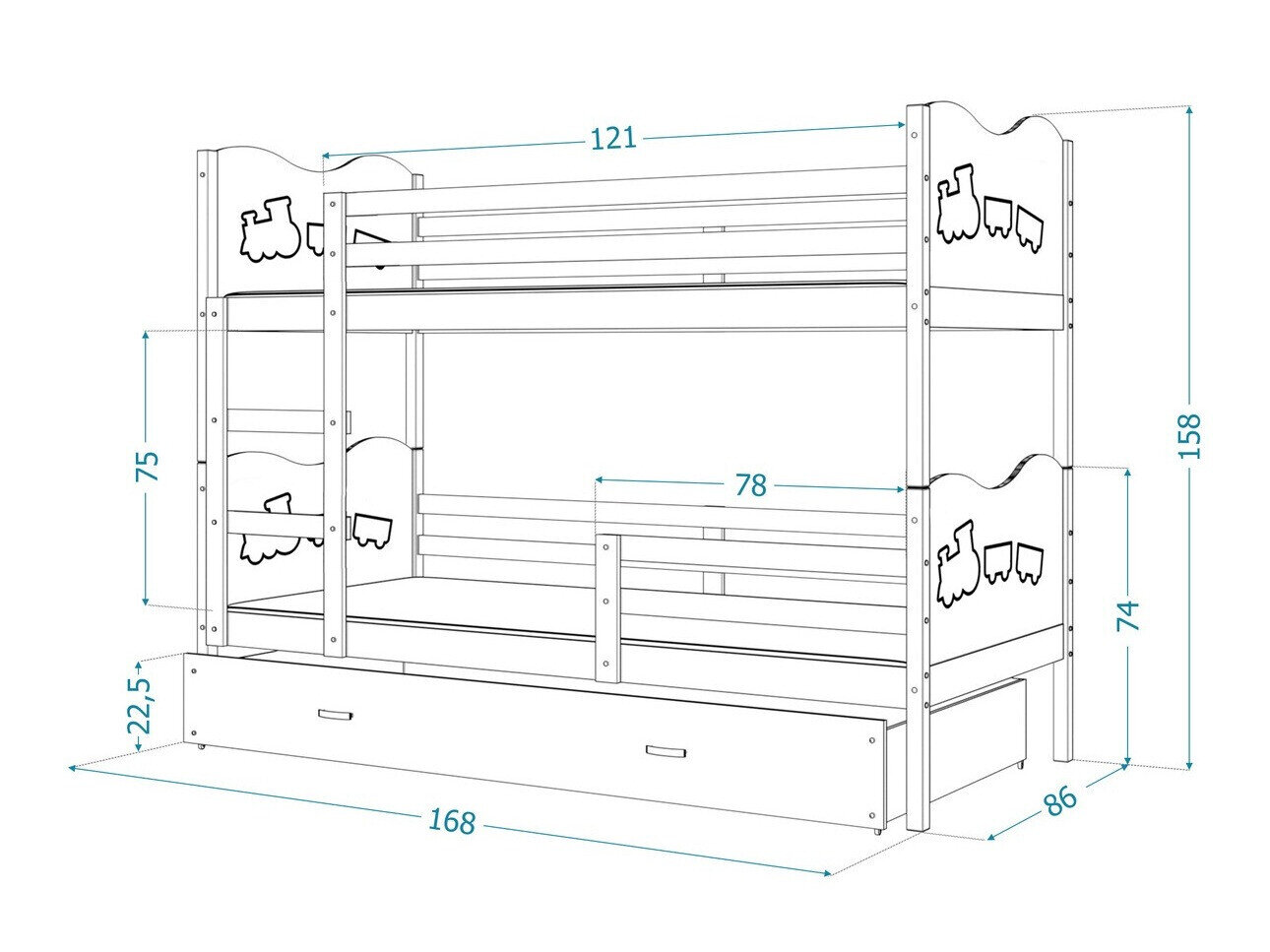 Køjeseng Aurora 110 (Fyrretræ)