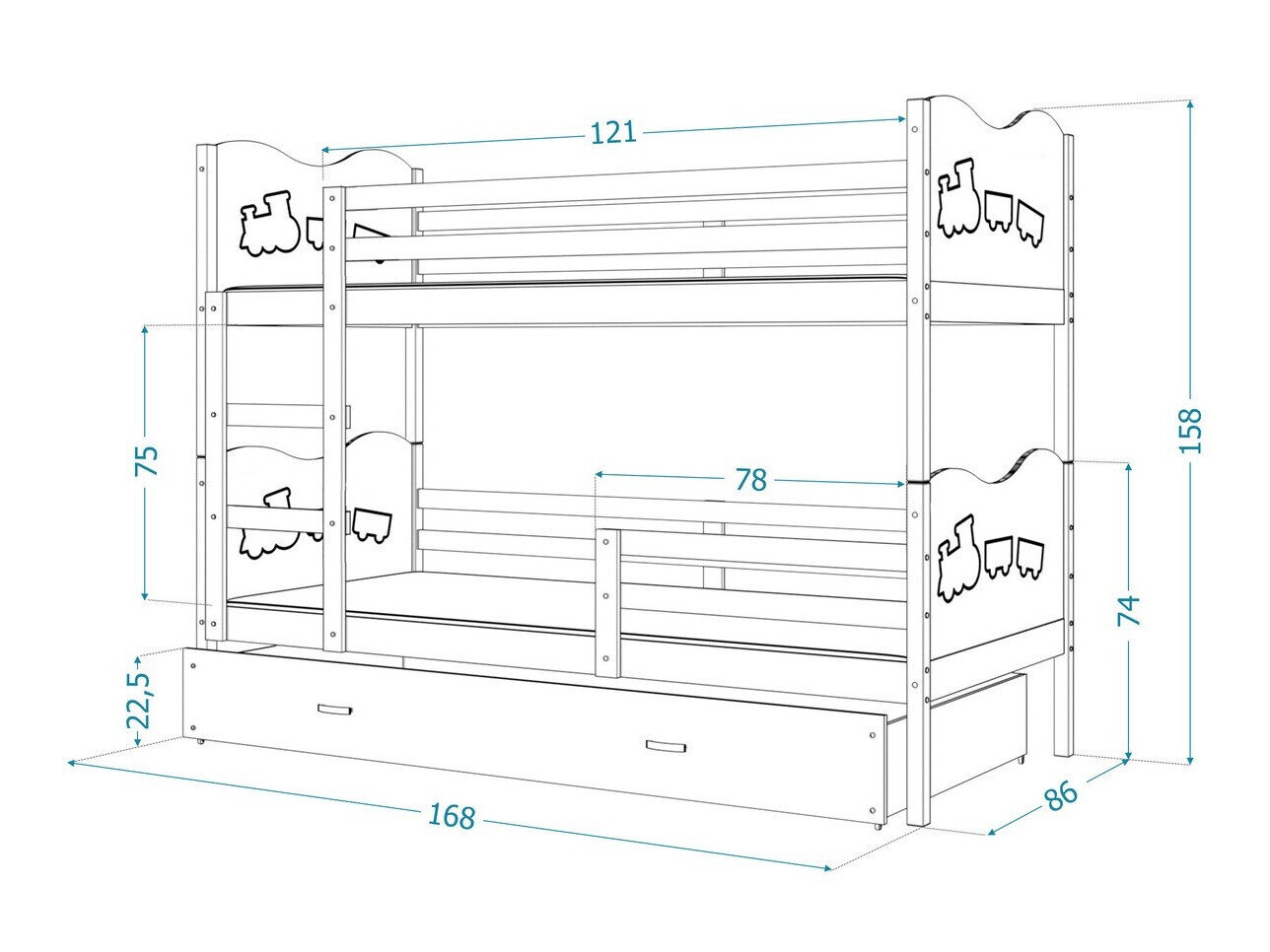 Køjeseng Aurora 110 (Grå)