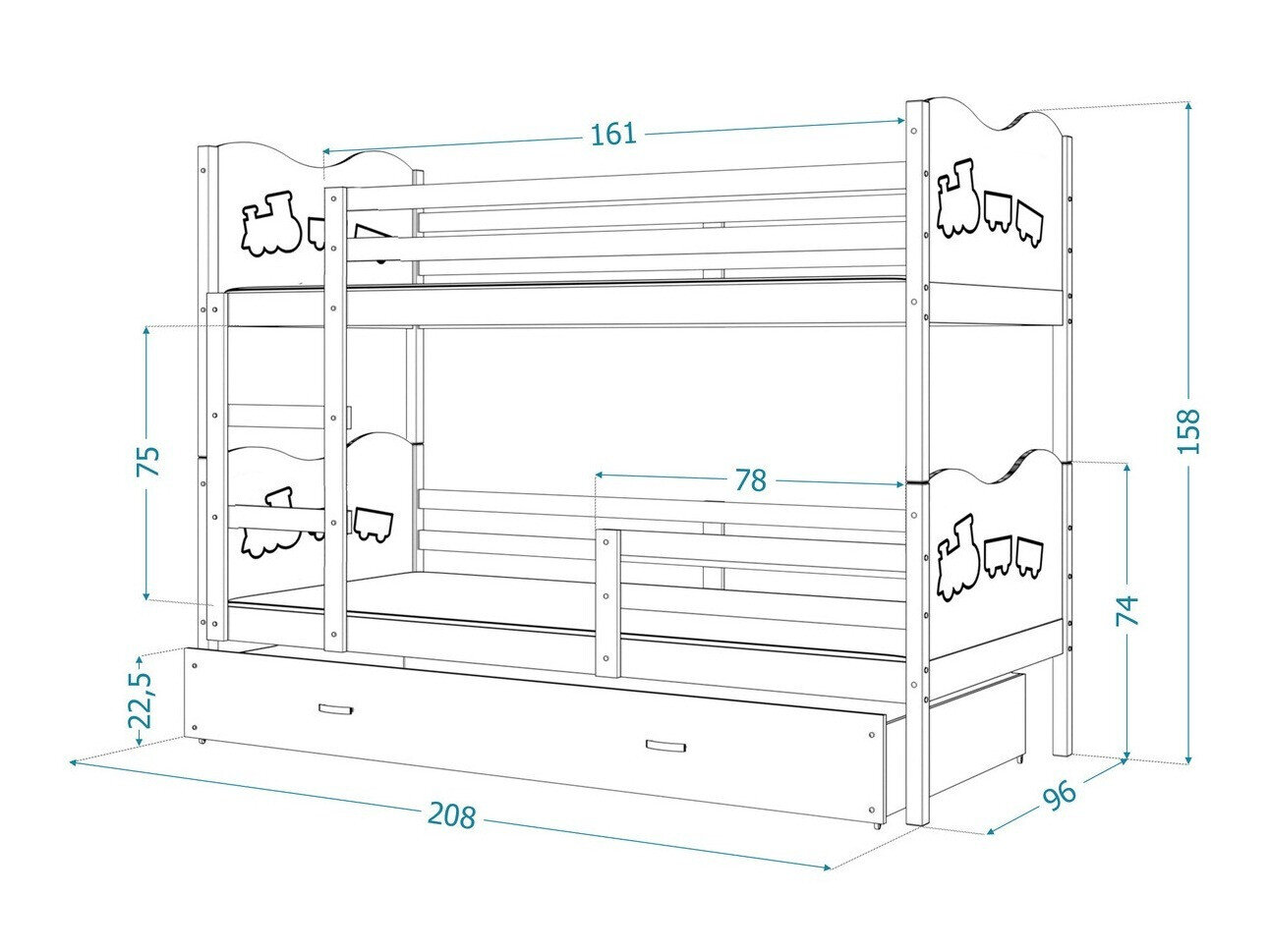 Køjeseng Aurora 112 (Hvid)