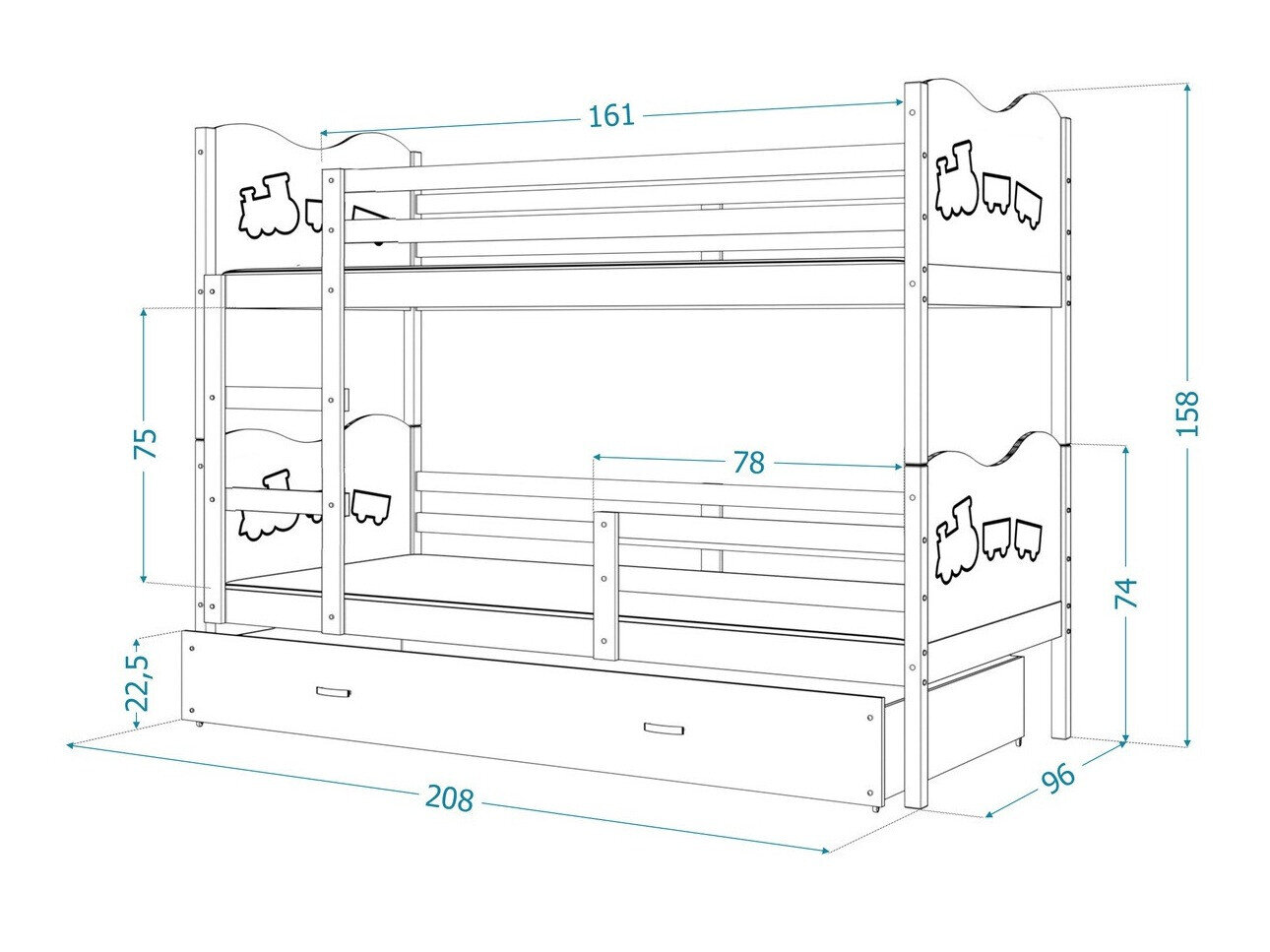 Køjeseng Aurora 112 (Hvid)