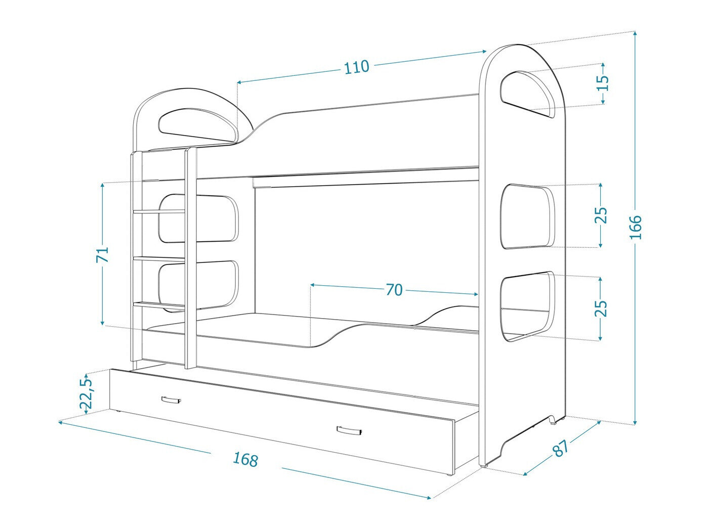 Køjeseng Aurora 114 (Blå)