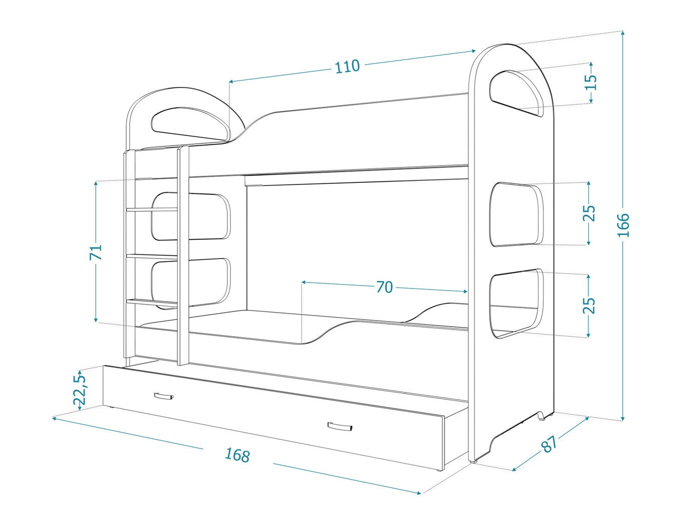 Køjeseng Aurora 114 (Lyserød)
