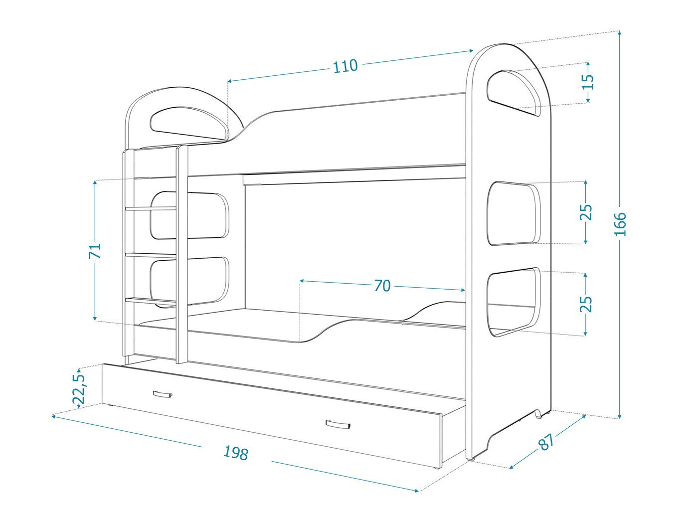 Køjeseng Aurora 115 (Blå)