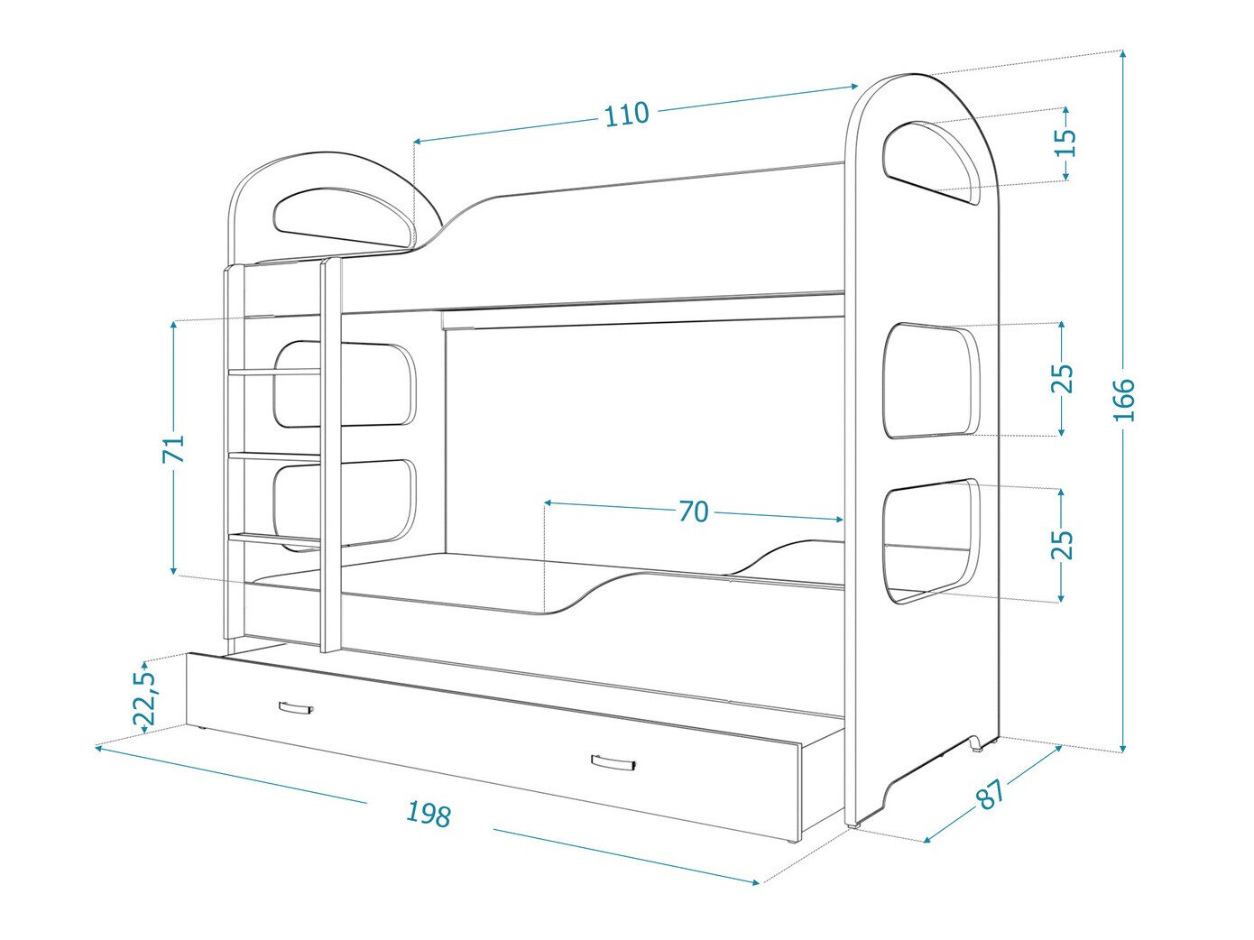 Køjeseng Aurora 115 (Grå)