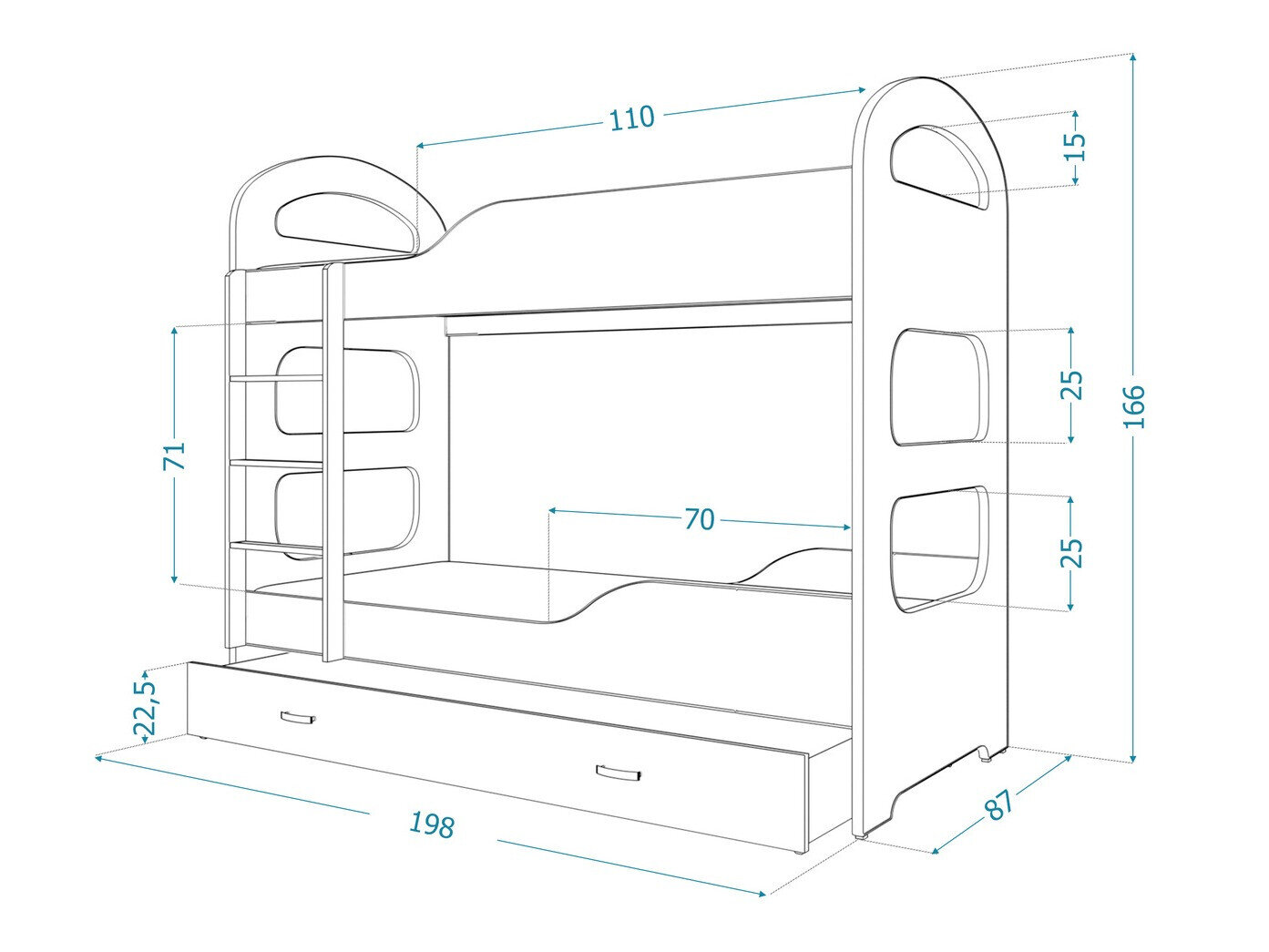 Køjeseng Aurora 115 (Lyserød)