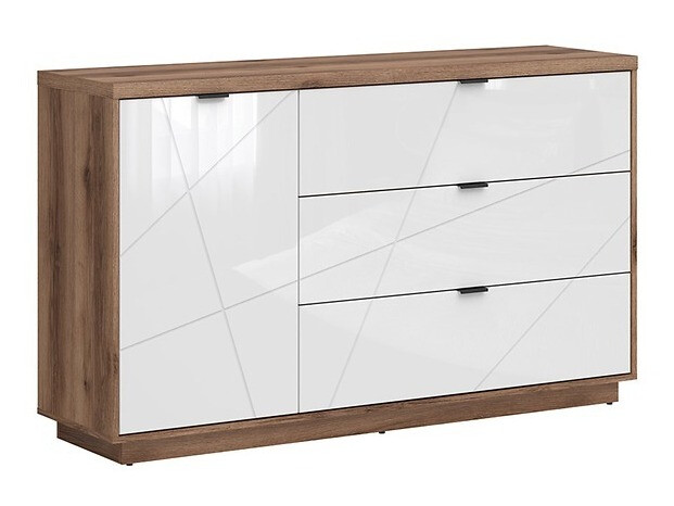 Kommode Fivale 100 (Mørk Delano eg + Glansfuld hvid)