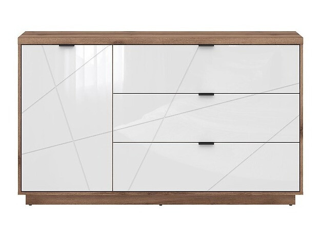 Kommode Fivale 100 (Mørk Delano eg + Glansfuld hvid)