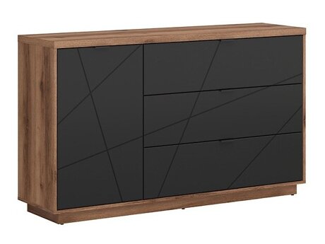 Kommode Fivale 100 (Mørk Delano eg + Mat sort)