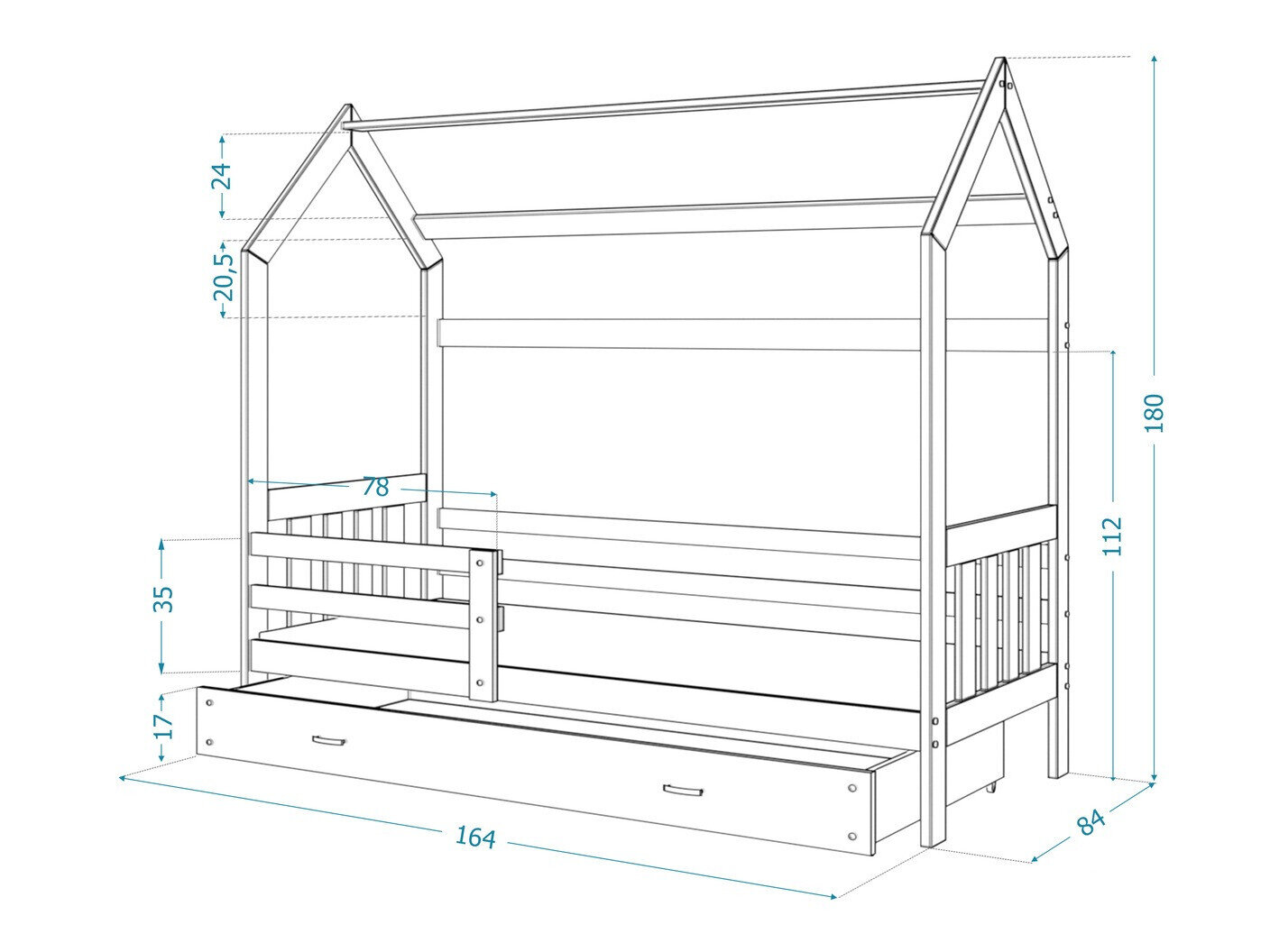 Seng Aurora 122 (Grå)