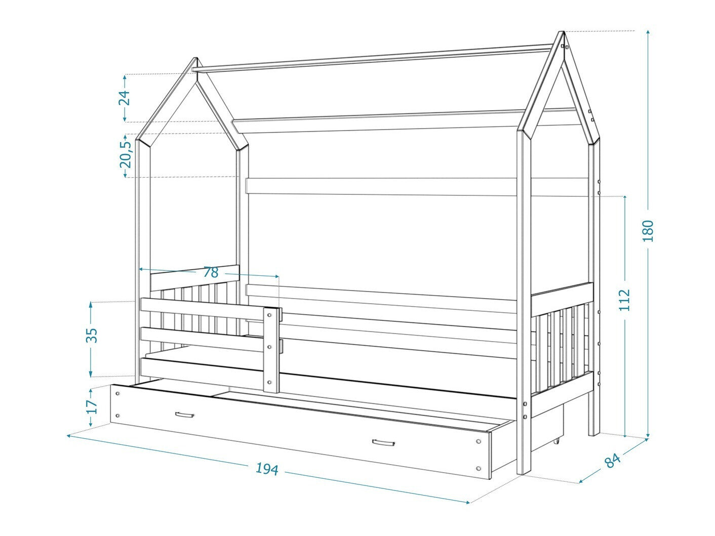 Seng Aurora 123 (Grå)