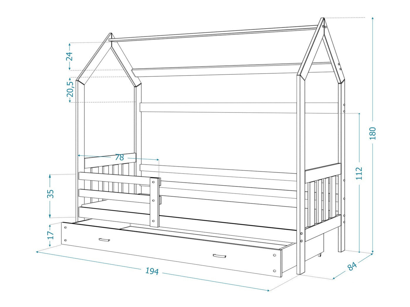 Seng Aurora 123 (Grå)