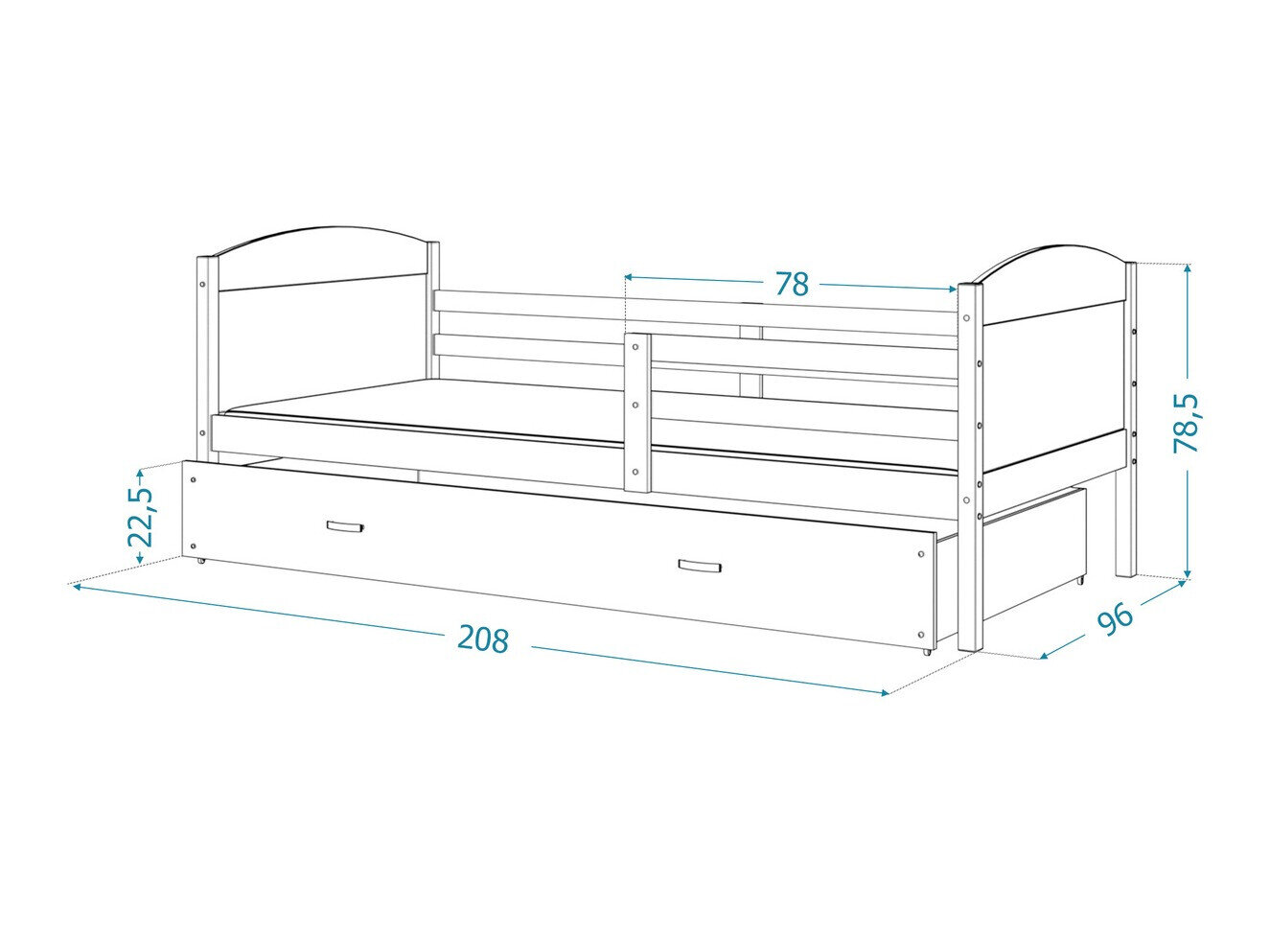 Seng Aurora 129 (Grå)