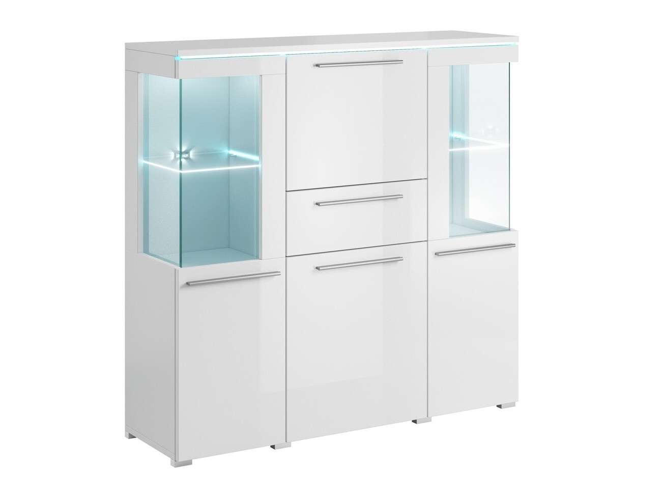 Kommode Torvire 115 (Hvid + Glansfuld hvid)