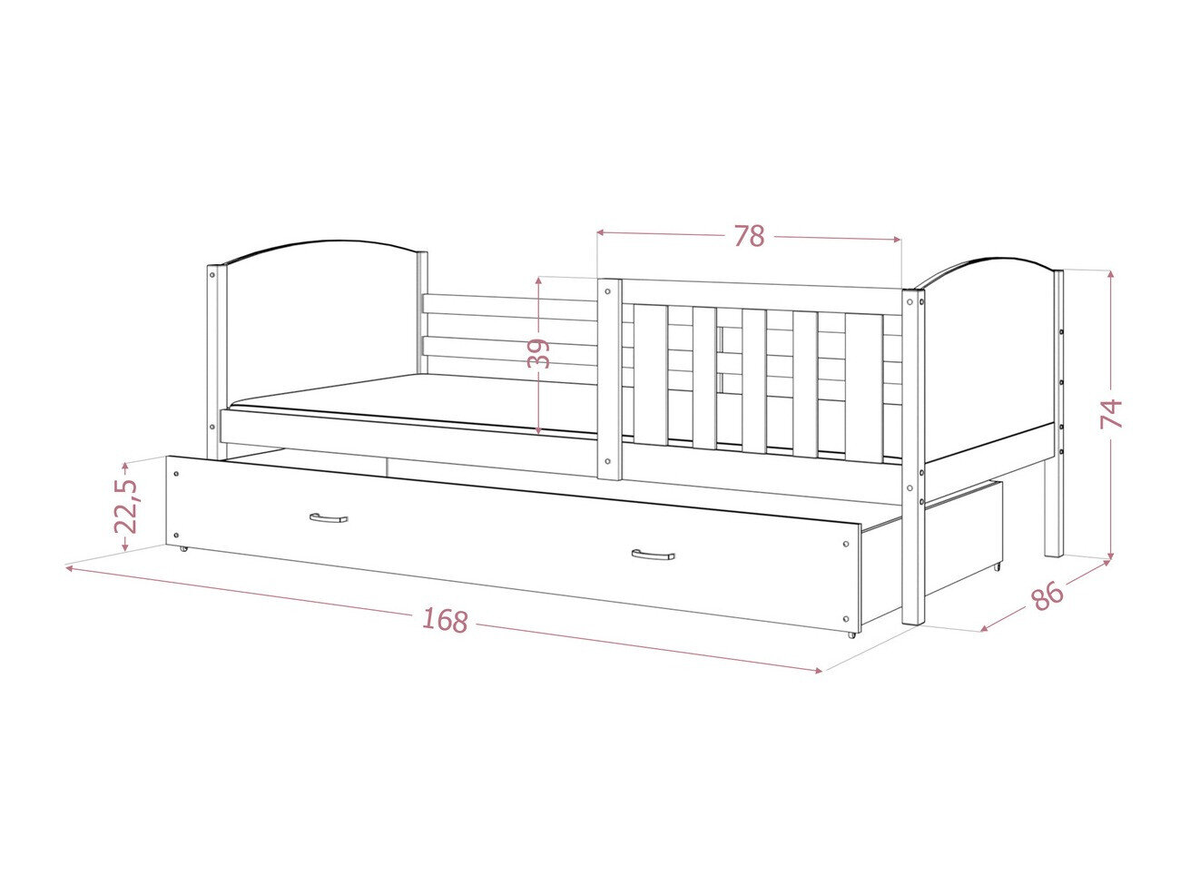Seng Aurora 131 (Grå)