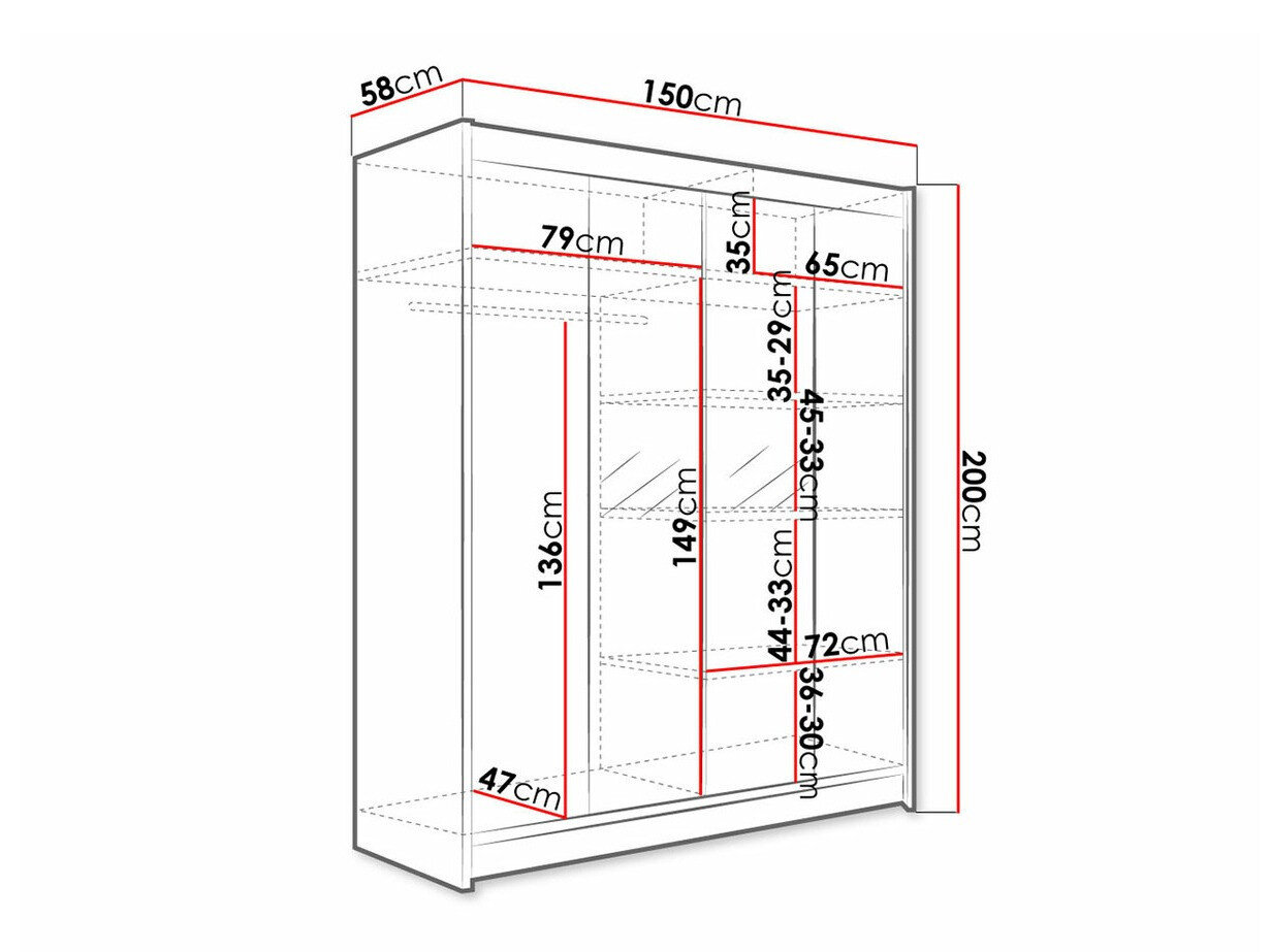 Garderobeskab Closico 141 (Hvid + Artisan eg)