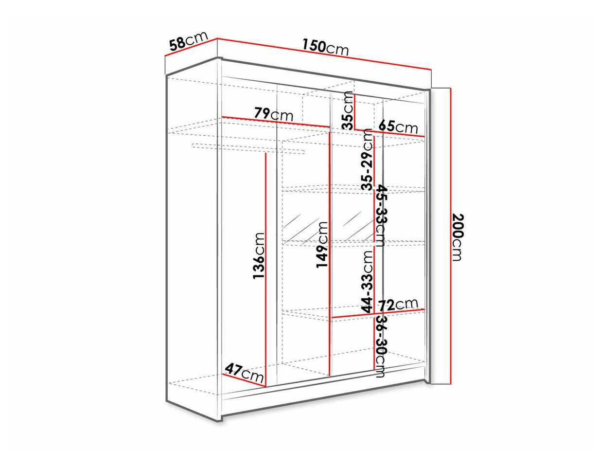 Garderobeskab Closico 141 (Hvid + Artisan eg)