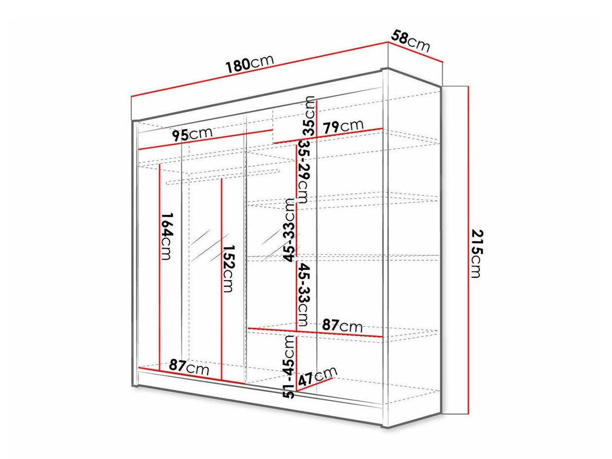 Garderobeskab Closico 138 (Hvid + Artisan eg)