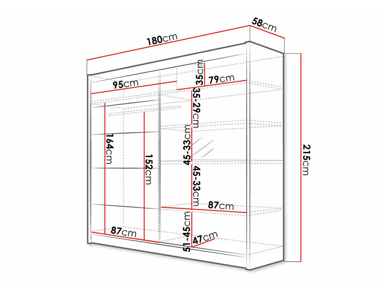 Garderobeskab Closico 142 (Hvid + Artisan eg)