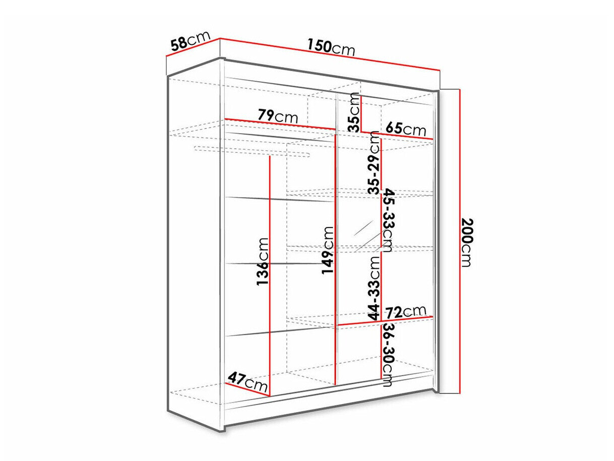 Garderobeskab Closico 143 (Hvid + Artisan eg)