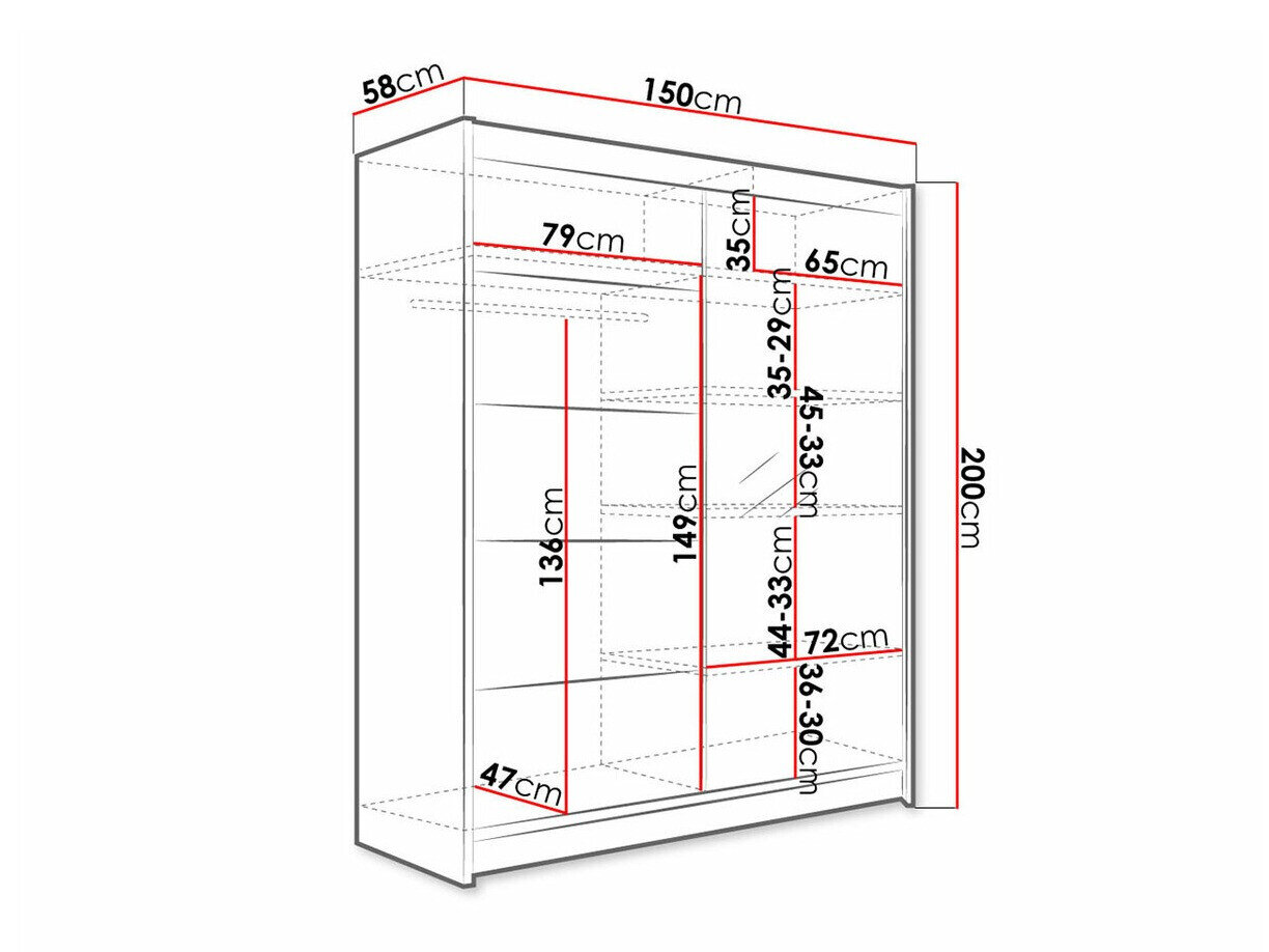 Garderobeskab Closico 143 (Hvid + Artisan eg)