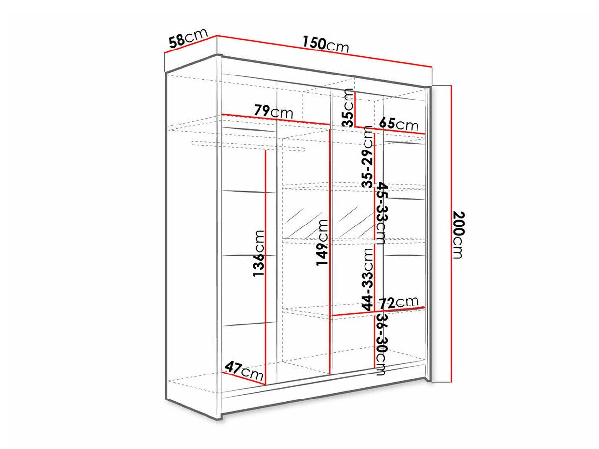 Garderobeskab Closico 146 (Hvid + Artisan eg)